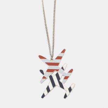 Pre Owned Chanel Airline Necklace Red/Blue/White Metal