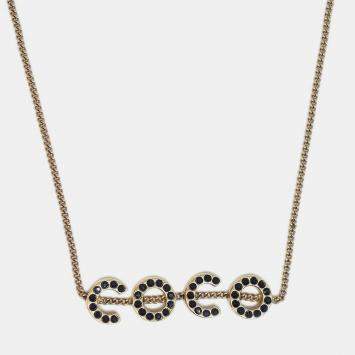 Pre Owned Chanel Chain Pendant Necklace Rhinestone Gold 01A