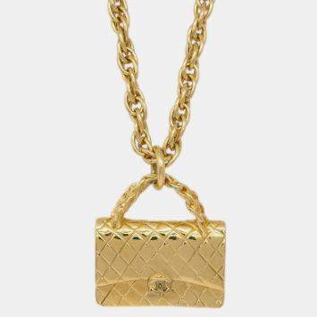 Pre Owned Chanel Bag Chain Pendant Necklace Gold