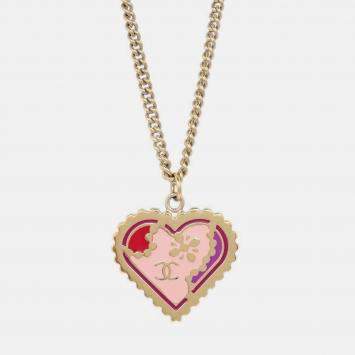 Pre Owned Chanel Heart Chain Pendant Necklace Gold