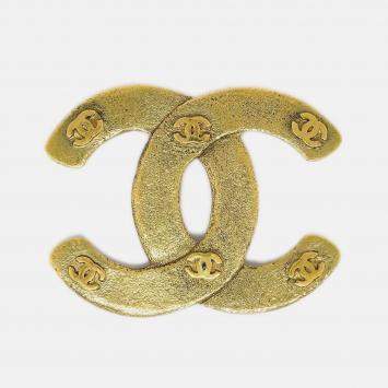 Pre Owned Chanel CC Brooch Pin Gold