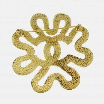 Pre Owned Chanel Flower Brooch Pin Gold
