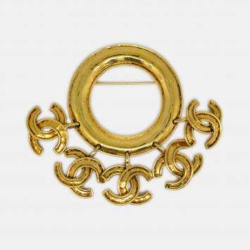 Pre Owned Chanel Hoop Brooch Pin Gold