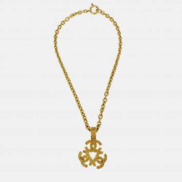 Pre Owned Chanel Triple CC Chain Pendant Necklace Gold