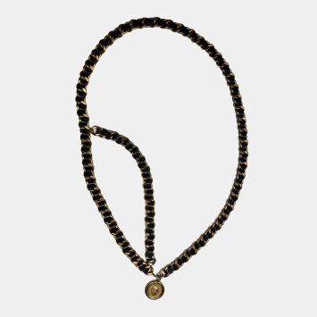 Pre Owned حزام كوكو 94A جلد بتاج مزدوج قديم 109 سم