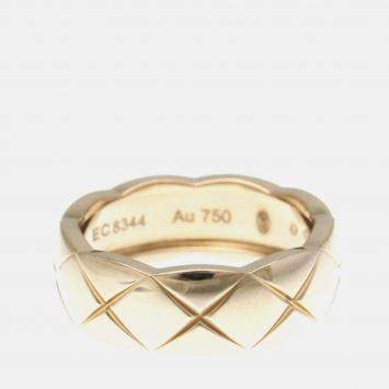 Pre Owned Chanel Coco Crush Medium Size 18K Pink Gold Band Ring 52