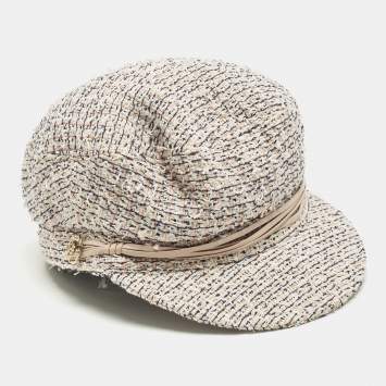 مملوكة مسبقًا Chanel Pink Leather Trim Tweed Cap S