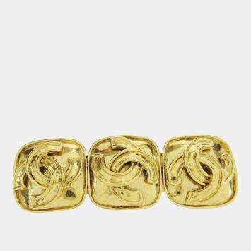 Pre Owned Chanel Triple CC Brooch Pin Gold