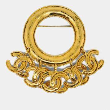 Pre Owned Chanel Hoop Brooch Pin Gold