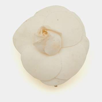 Pre Owned Chanel Ivory Camellia Flower Pin Brooch