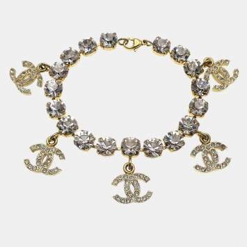 مملوكة مسبقًا Chanel Rhinestone Chain Bracelet Gold