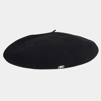 Pre Owned Chanel 98P 10814xM04 #57 Beret Hat Black Wool