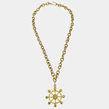 Pre Owned Chanel Rudder Chain Pendant Necklace Gold 94P