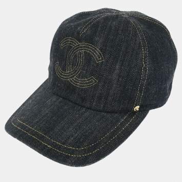 مملوكة مسبقًا Chanel Cap Hat Denim Navy #M Small