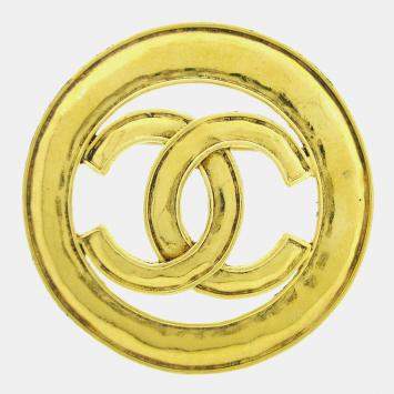 Pre Owned Chanel Medallion Brooch Pin Gold