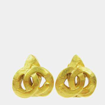 Pre Owned Chanel Heart Earrings Clip-On Gold