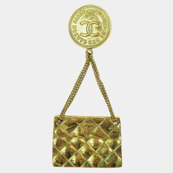 Pre Owned Chanel Bag Brooch Pin Gold
