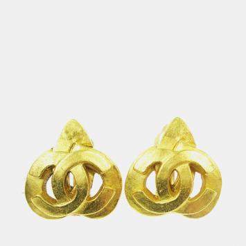Pre Owned Chanel Heart Earrings Clip-On Gold