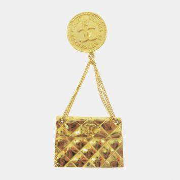 Pre Owned Chanel Bag Brooch Pin Gold