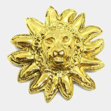 Pre Owned Chanel Lion Brooch Pin Gold