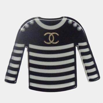Pre Owned Chanel Brooch Pin Black Sweater Clothes