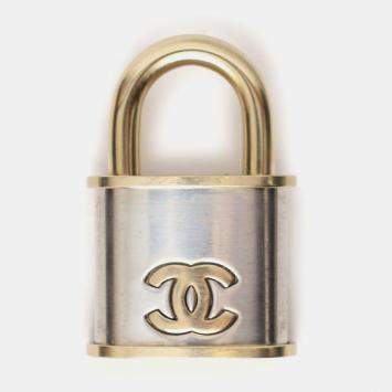 Pre Owned Chanel Gold Tone CC Padlock Brooch