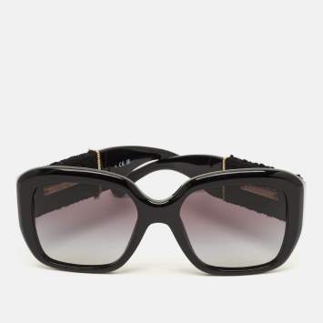 Pre Owned نظارة شمسية شانيل مربع 5512 قماش تويد CC متدرجة سوداء