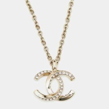 Pre Owned Chanel  CC Crystals Gold Tone Necklace