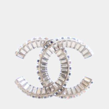 Pre Owned Chanel Crystal CC Brooch