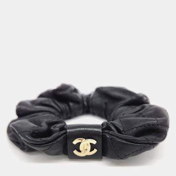 Pre Owned Chanel leather hair scrunchie
