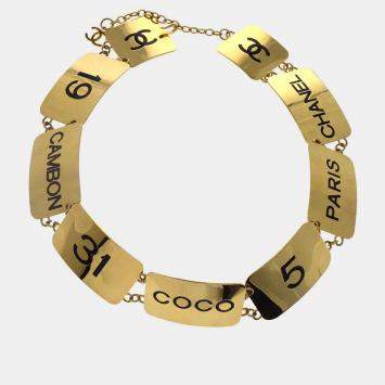 Pre Owned حزام شانيل سلسلة ذهب صغير جيد