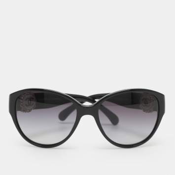 Pre Owned Chanel Black Acetate 5192 Bouton Collection Gradient Sunglasses 
