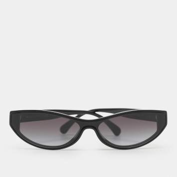 Pre Owned Chanel Black Acetate 5415-A CC Oval Sunglasses
