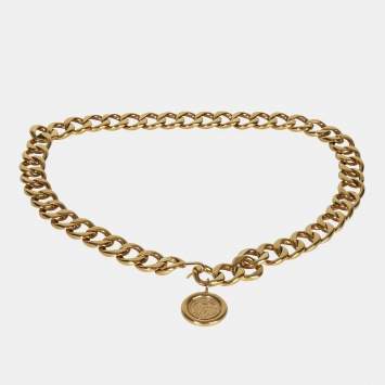 Pre Owned Chanel Vintage Medallion Link Gold-Plated Metal Belt