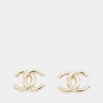 Pre Owned Chanel Cc Logo Earrings Metal