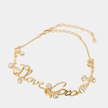 Pre Owned Chanel I Love Coco Necklace Gold Plated Metalstone