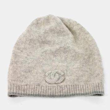 Pre Owned Chanel Grey Cashmere Silk Beanie