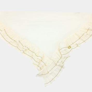 Pre Owned Chanel Cream Ruffled Triangle Scarf