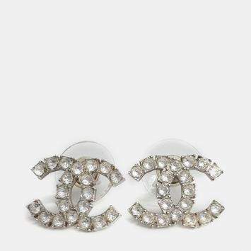 Pre Owned Chanel Metal logo earrings