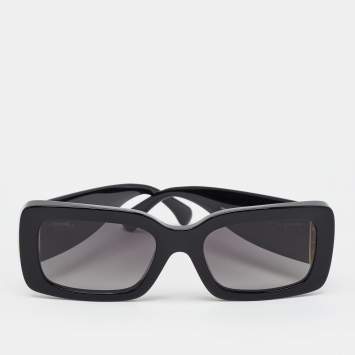 مملوكة مسبقًا Chanel Black Polarized 5534 CC Frame Rectangle Sunglasses 