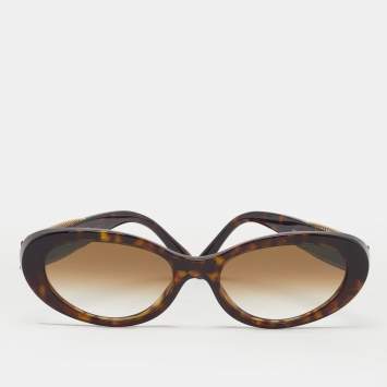 Pre Owned Chanel Tortoise Brown Gradient 5515 Chain Detail Oval Sunglasses