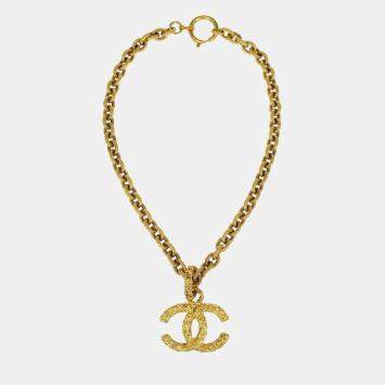 مملوكة مسبقًا Chanel Vintage 93A Gold Plated Metal Women's Necklace