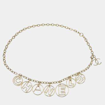 Pre Owned Chanel Medallion Logo CC Gold Plated Metal Chain Belt