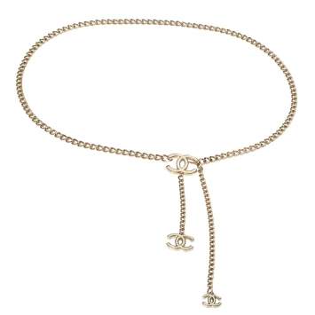 Pre Owned Chanel CC Enamel Gold Tone Chain Link Belt