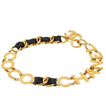 Pre Owned Chanel Vintage Coco Chanel Leather Link Waist Belt