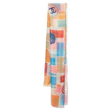 Pre Owned Chanel Multicolor Printed Cashmere & Silk Scarf