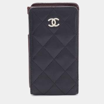 Pre Owned Chanel Black Quilted Leather CC iPhone4/5 Case 