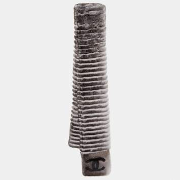 Pre Owned Chanel Brown Orylag Fur & Cashmere CC Stole