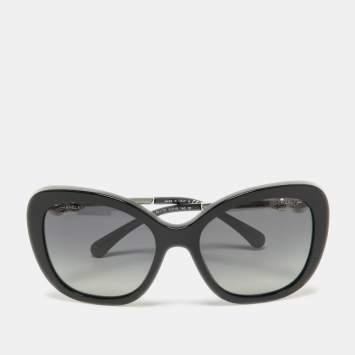 Pre Owned Chanel Black/Grey Gradient 5339-H Pearl Oversized Sunglasses