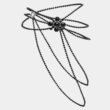 Pre Owned Chanel Resin Beads Crystal Gunmetal Tone Belt